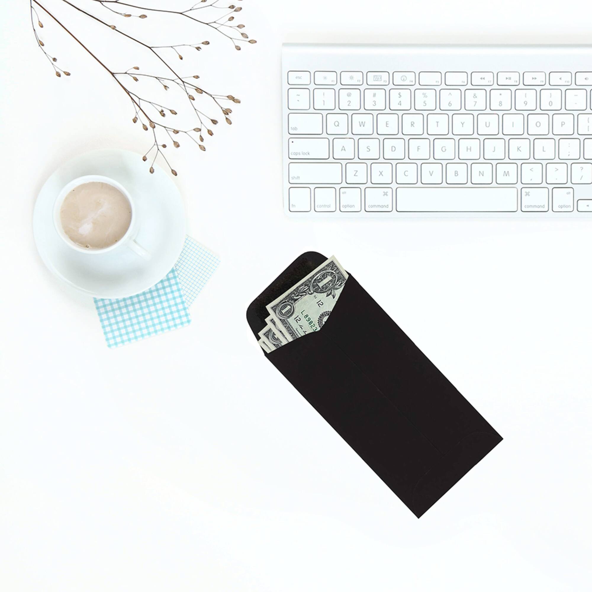 JAM Paper 3.5" x 6.5" Smooth Black Coin Business Envelopes, 50ct.